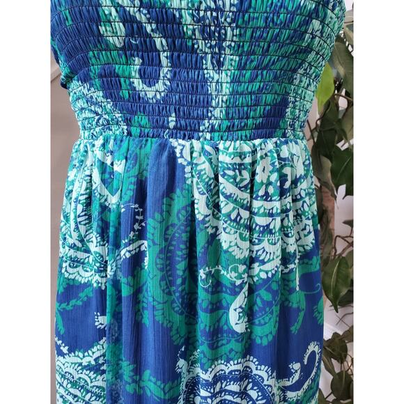 Old Navy Women's Blue & Green Polyester Off The Shoulder Long Maxi Dress Size S - Picture 3 of 14
